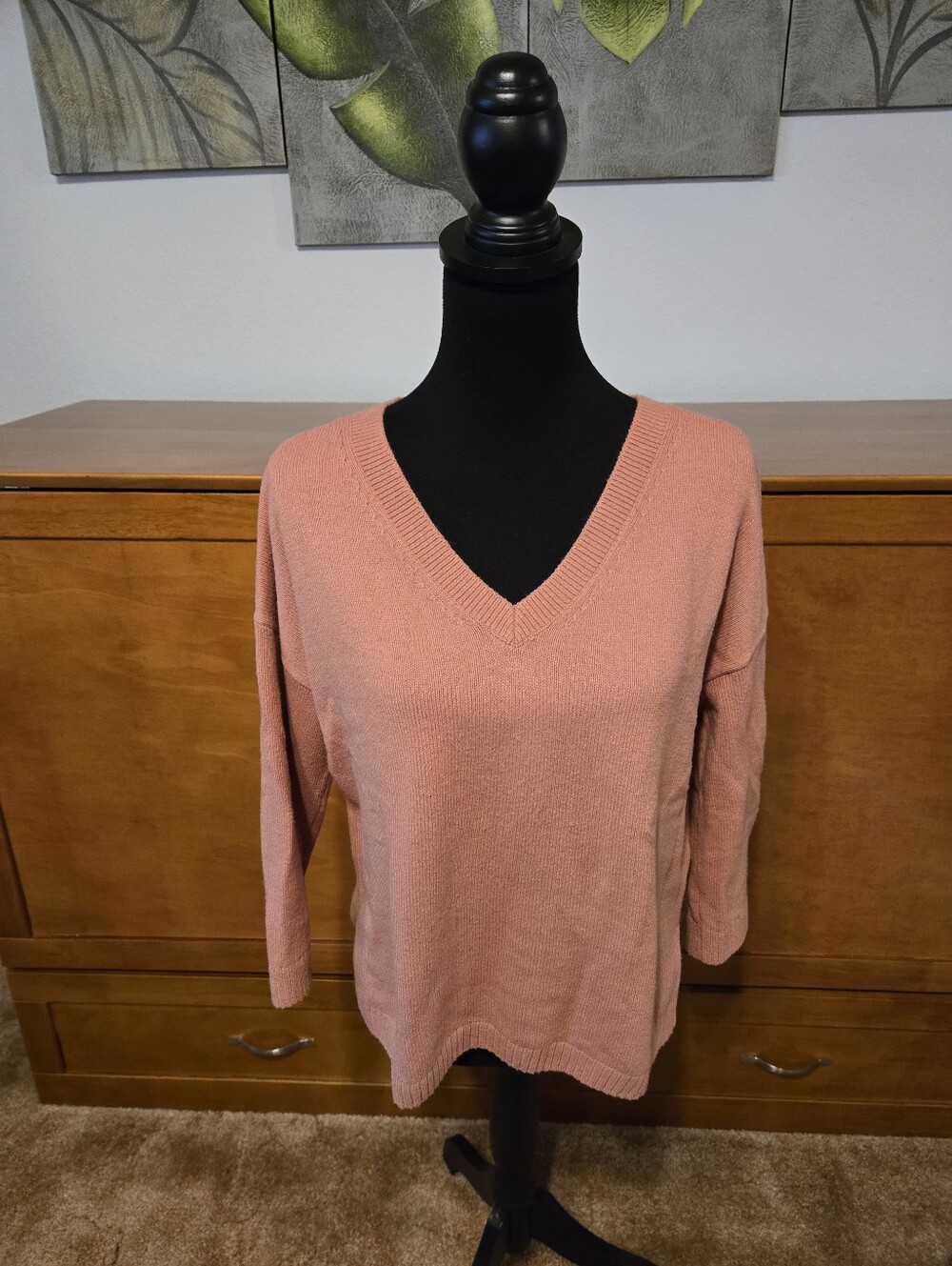 Madewell V-Neck Sweater in Dusty Rose Pink